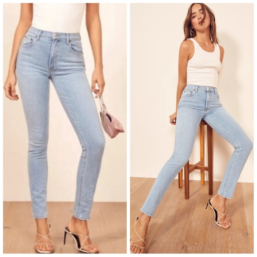 Reformation High & Skinny Jeans "Amelfi" Light Blue Wash Women's 29 EUC Stretch